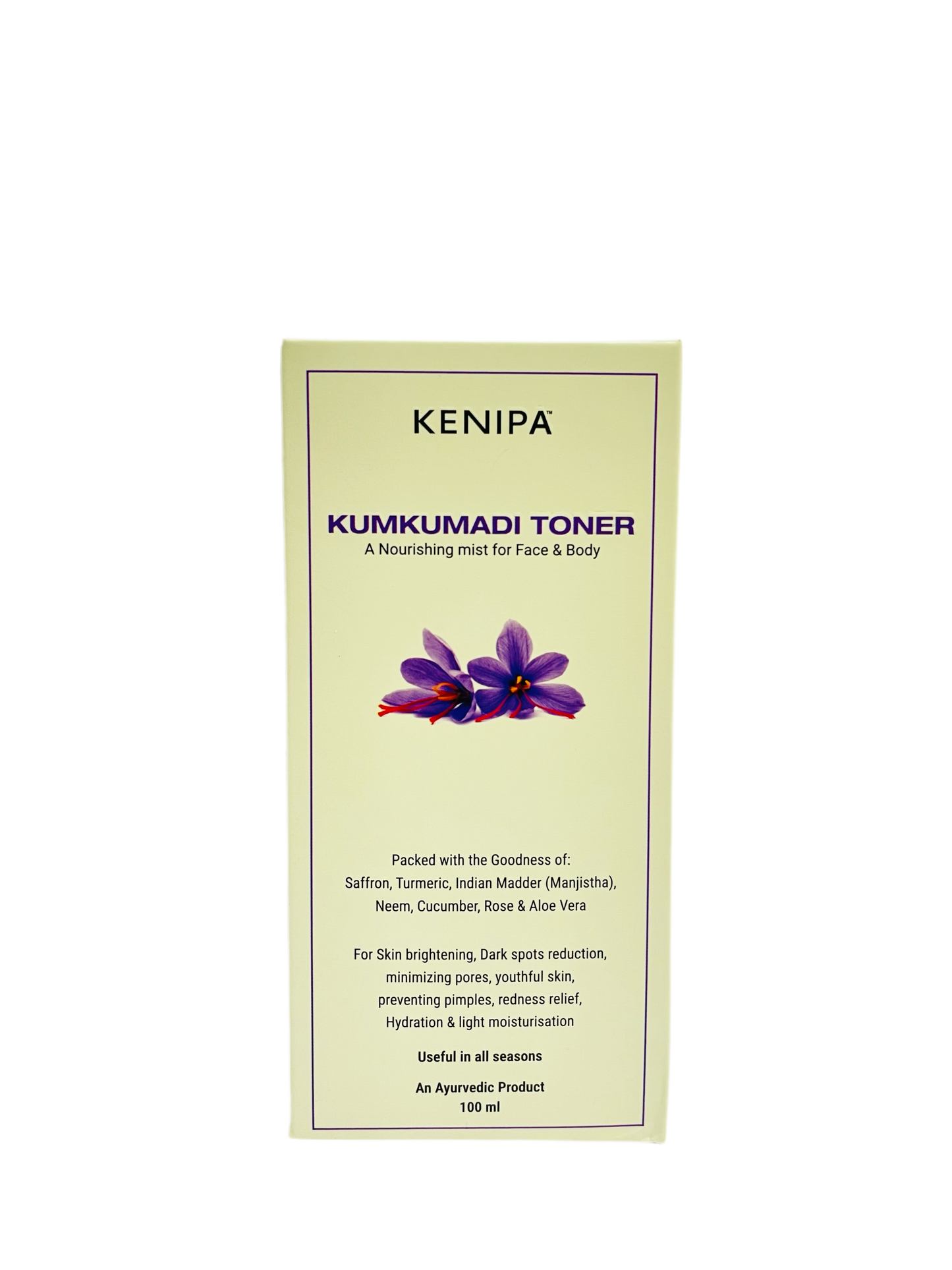 KENIPA Kumkumadi Toner                                                                    A nourishing mist for Face & Body 100 ml