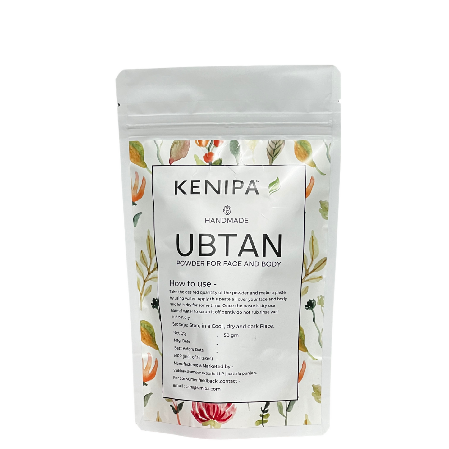 KENIPA HANDMADE UBTAN powder for face and body cleansing 50g and KENIPA Kumkumadi Toner                                                              A nourishing mist for Face & Body 100 ml together