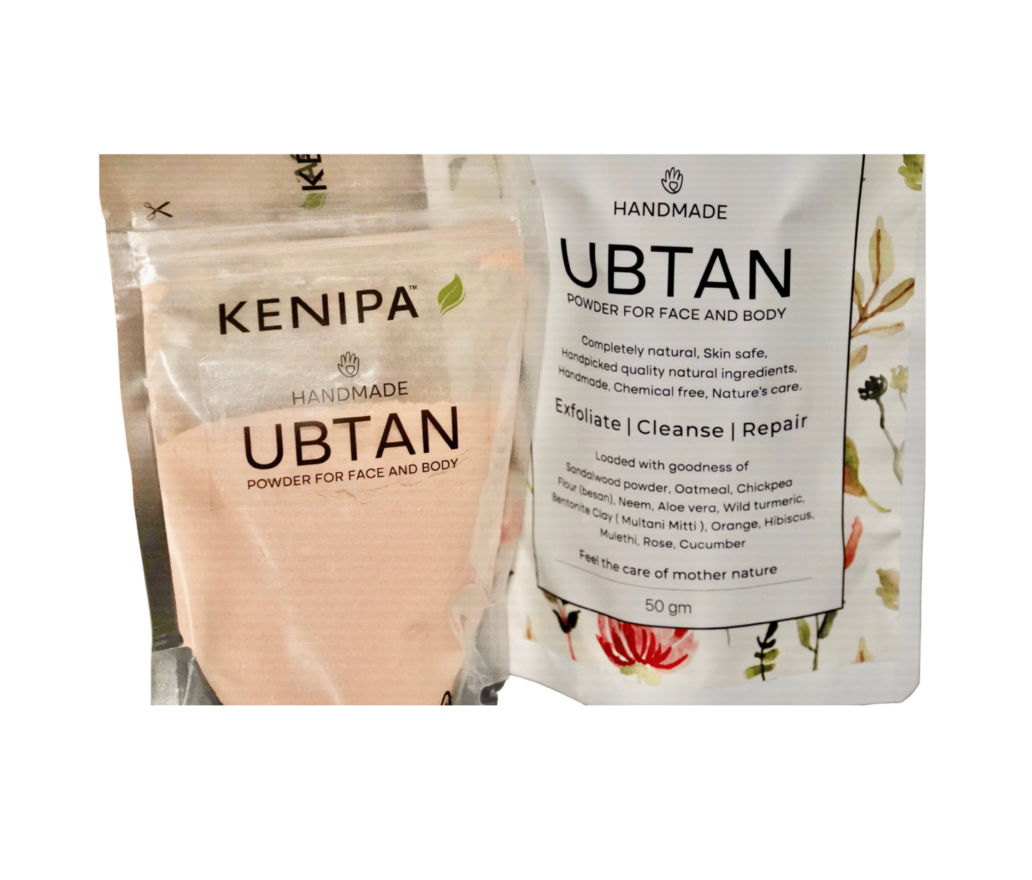 KENIPA HANDMADE UBTAN powder for face and body cleansing 50g and KENIPA Kumkumadi Toner                                                              A nourishing mist for Face & Body 100 ml together